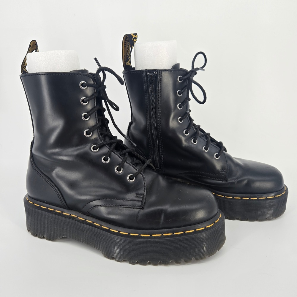 Dr Martens Jadon Black Leather Platform Combat Boots Mens 8 Punk Goth Grunge